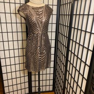 Gold Sequin Embellished Mini Sheath Dress